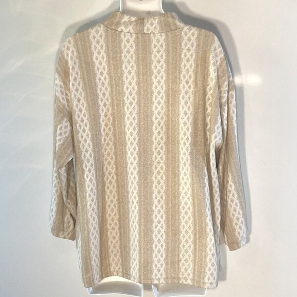 Cato NWT SZ 2X 3X Muted Camel & White longer top cable knit soft stretchy comfy - Picture 4 of 10